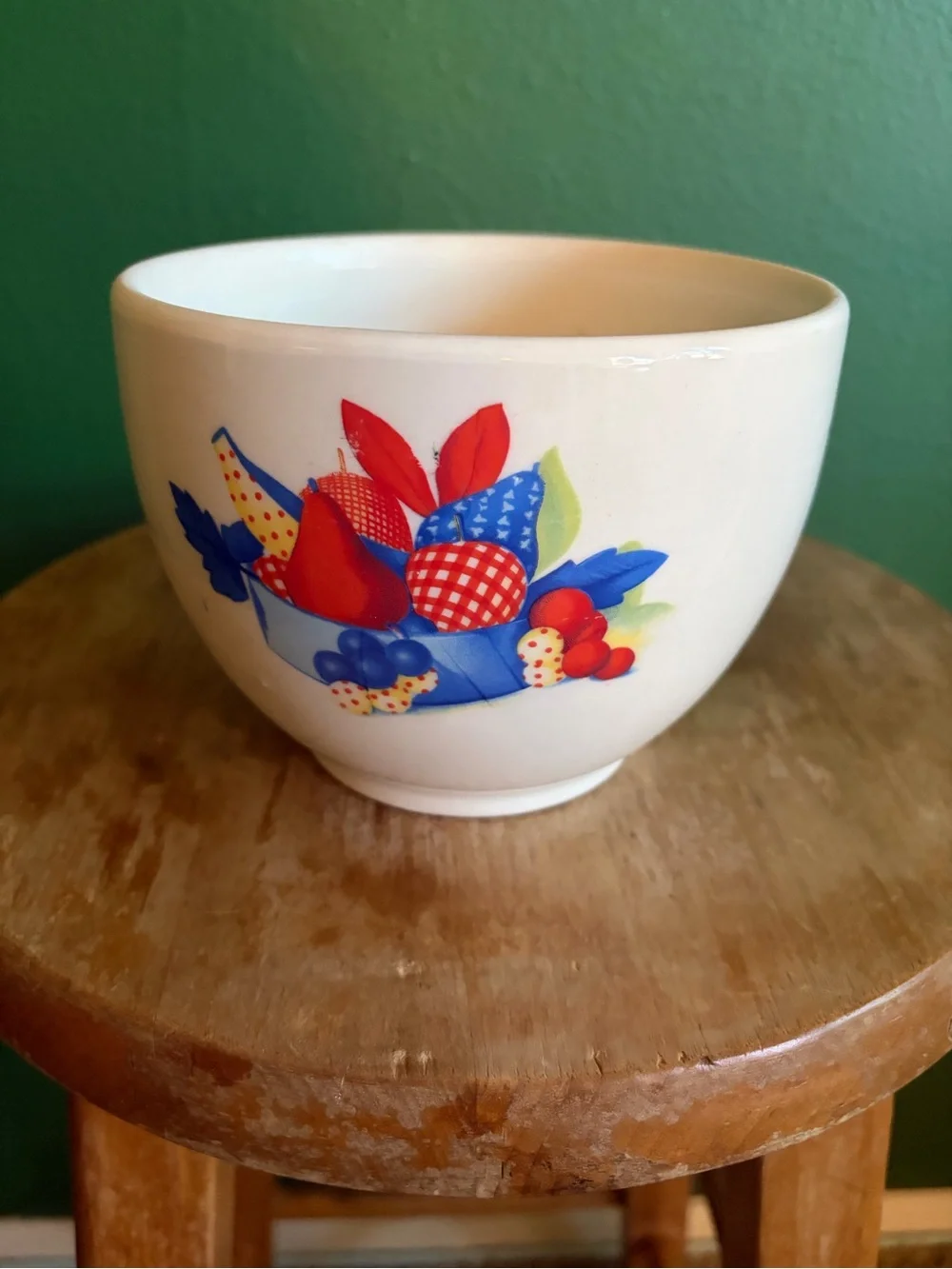 Universal Potteries Calico Fruit Vintage White Stoneware Bowl